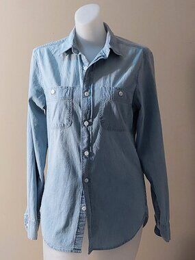 J. Crew Slim Indigo Selvedge Chambray Button-down L/S Shirt Size: XS